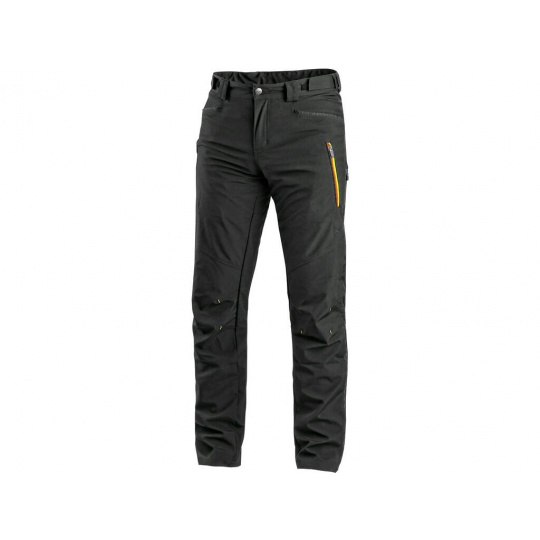 Kalhoty CXS AKRON, softshell, černé s HV doplňky